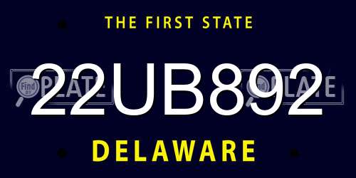 22UB892 Delaware License Plate