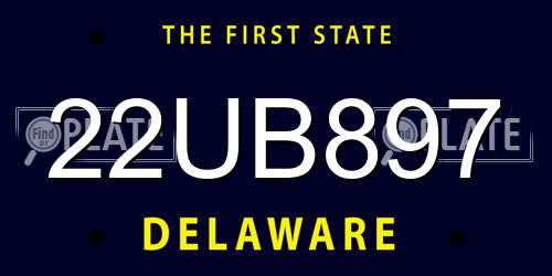 22UB897 Delaware License Plate
