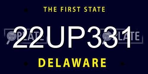 22UP331 Delaware License Plate
