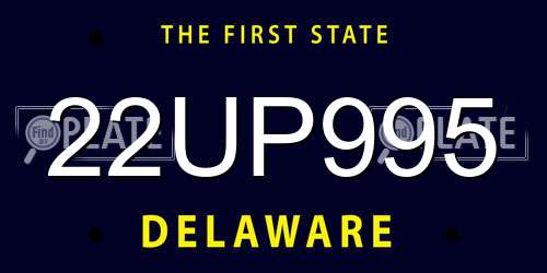 22UP995 Delaware License Plate