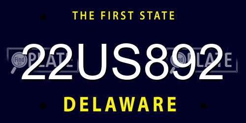 22US892 Delaware License Plate