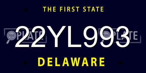 22YL993 Delaware License Plate