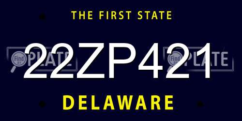 22ZP421 Delaware License Plate