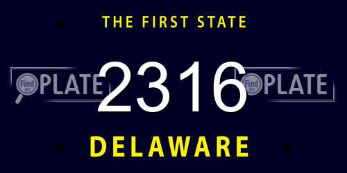 2316 Delaware License Plate