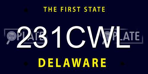 231CWL Delaware License Plate
