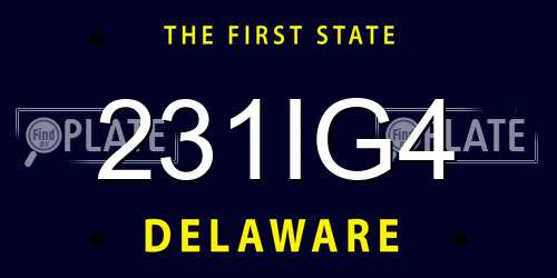 231IG4 Delaware License Plate