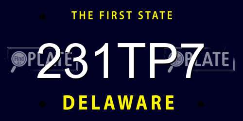 231TP7 Delaware License Plate