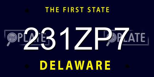 231ZP7 Delaware License Plate