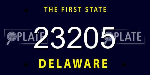 23205 Delaware License Plate