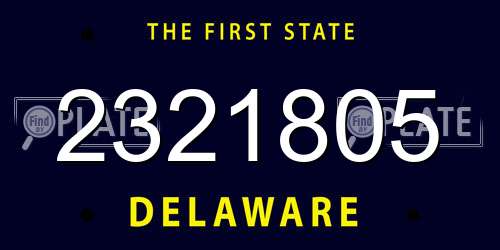 2321805 Delaware License Plate