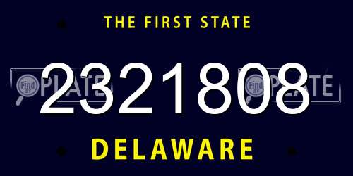 2321808 Delaware License Plate