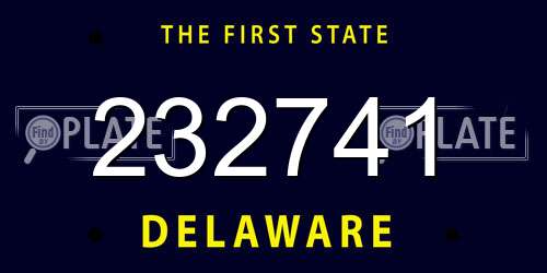 232741 Delaware License Plate