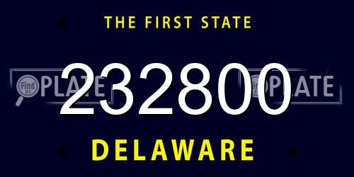 232800 Delaware License Plate