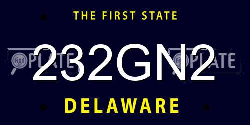 232GN2 Delaware License Plate