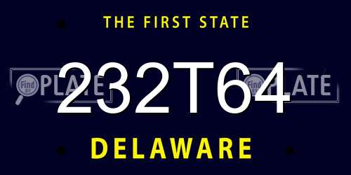 232T64 Delaware License Plate