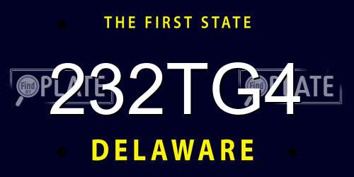 232TG4 Delaware License Plate