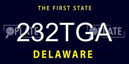 232TGA Delaware License Plate
