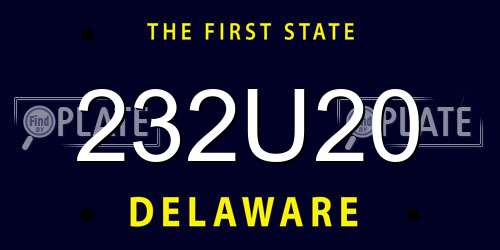 232U20 Delaware License Plate