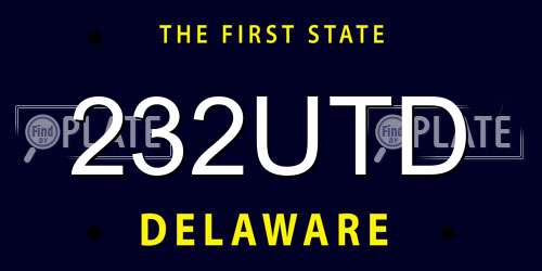 232UTD Delaware License Plate