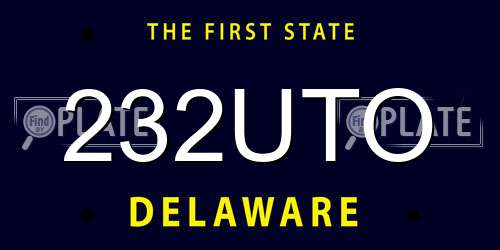 232UTO Delaware License Plate