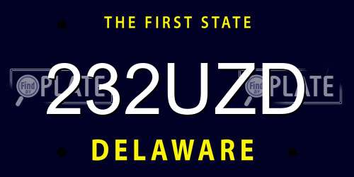 232UZD Delaware License Plate