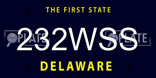 232WSS Delaware License Plate