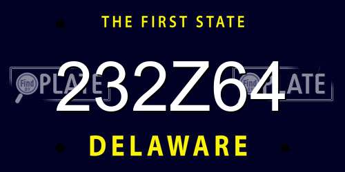232Z64 Delaware License Plate