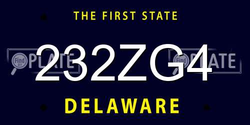 232ZG4 Delaware License Plate