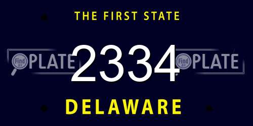 2334 Delaware License Plate