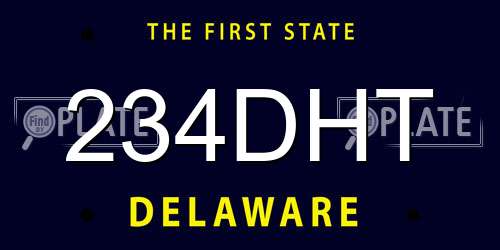 234DHT Delaware License Plate