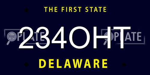 234OHT Delaware License Plate