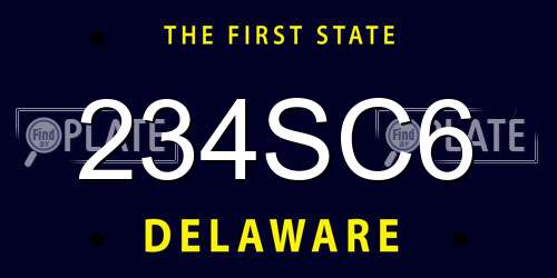 234SC6 Delaware License Plate