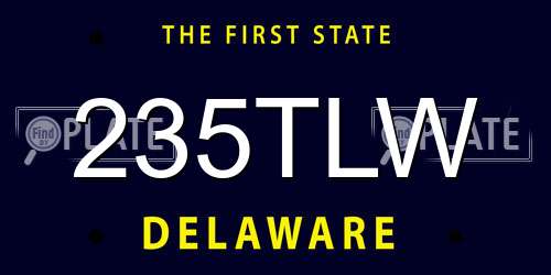 235TLW Delaware License Plate