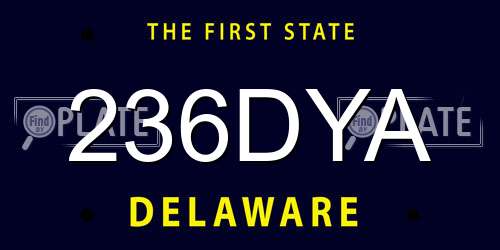 236DYA Delaware License Plate