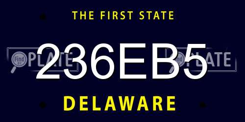 236EB5 Delaware License Plate