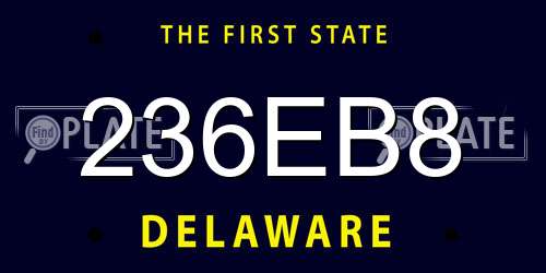 236EB8 Delaware License Plate