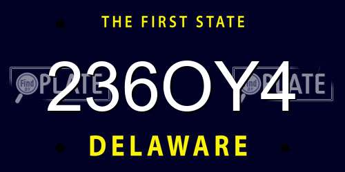 236OY4 Delaware License Plate