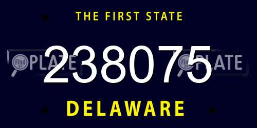238075 Delaware License Plate