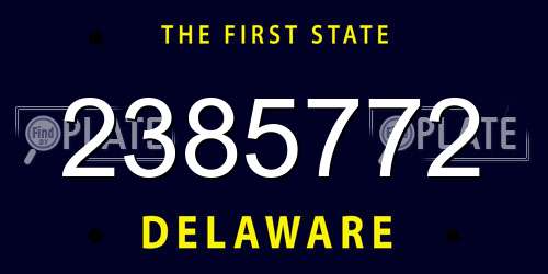 2385772 Delaware License Plate