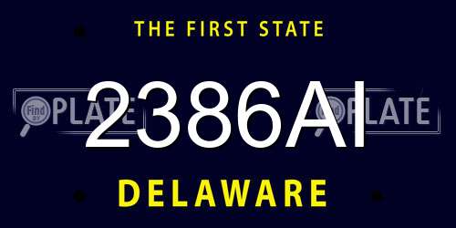 2386AI Delaware License Plate