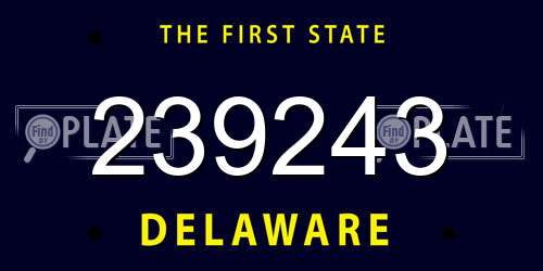 239243 Delaware License Plate