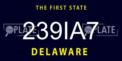 239IA7 Delaware License Plate
