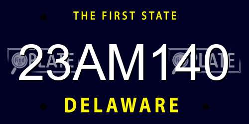 23AM140 Delaware License Plate