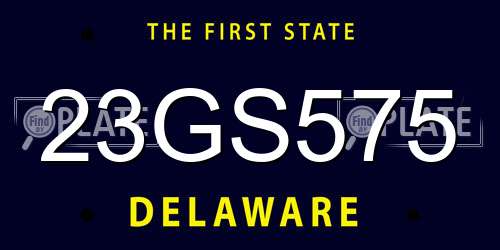 23GS575 Delaware License Plate
