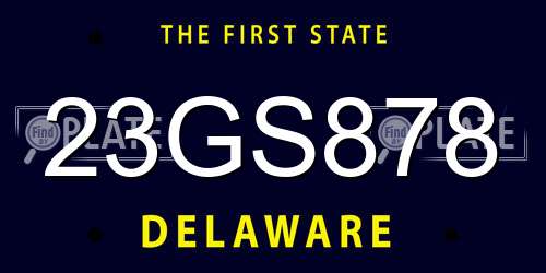 23GS878 Delaware License Plate