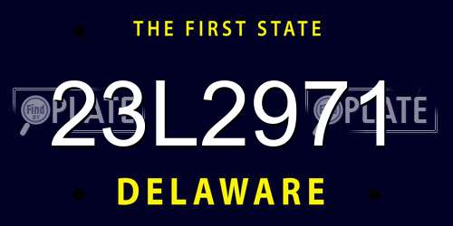 23L2971 Delaware License Plate