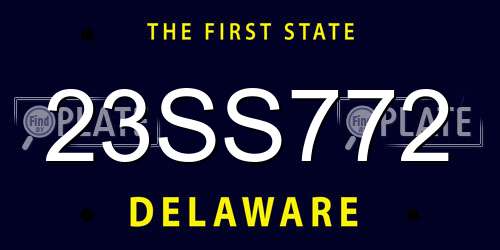 23SS772 Delaware License Plate