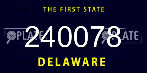 240078 Delaware License Plate