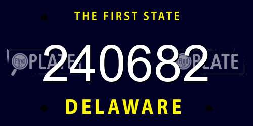 240682 Delaware License Plate