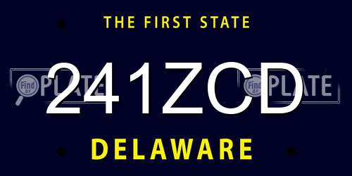 241ZCD Delaware License Plate